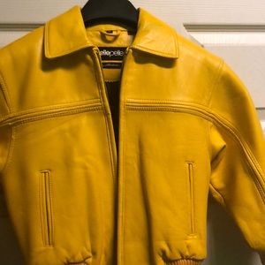 Yellow PellePelle Leather Kids Coat